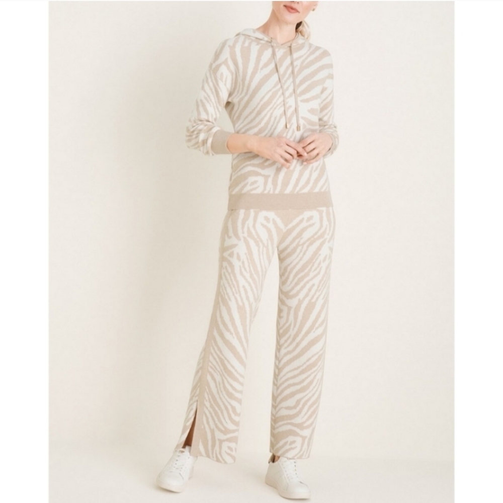 Zenergy‎ by Chico's Tiger-Print Cotton-Cashmere Blend Hoodie+Pants Set